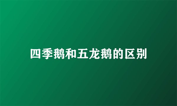 四季鹅和五龙鹅的区别