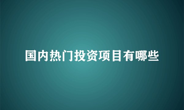 国内热门投资项目有哪些