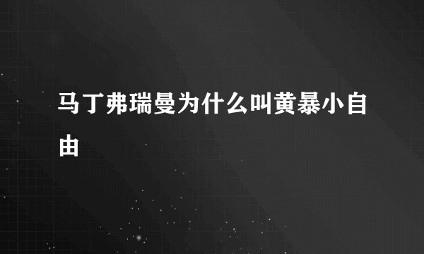 马丁弗瑞曼为什么叫黄暴小自由