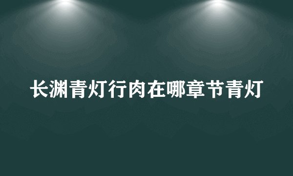长渊青灯行肉在哪章节青灯