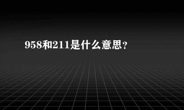 958和211是什么意思？