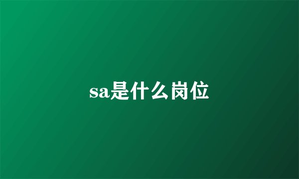 sa是什么岗位