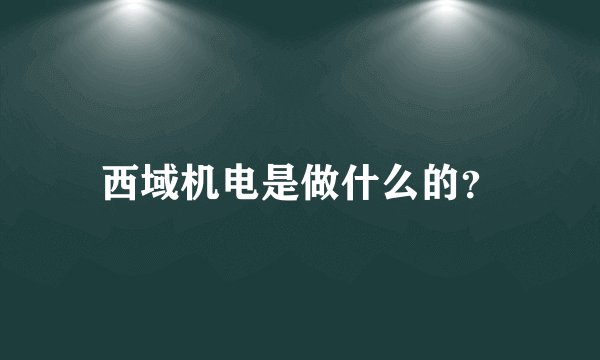 西域机电是做什么的？