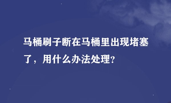马桶刷子断在马桶里出现堵塞了，用什么办法处理？