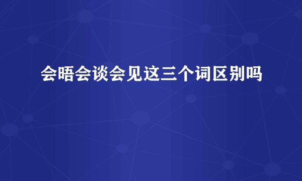 会晤会谈会见这三个词区别吗