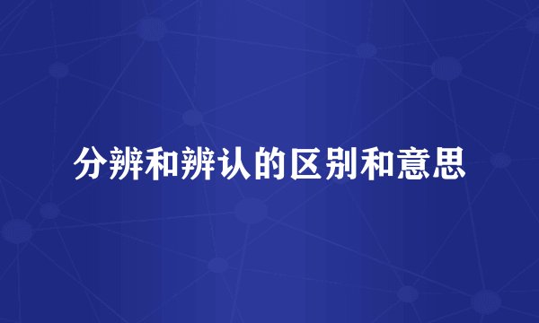 分辨和辨认的区别和意思