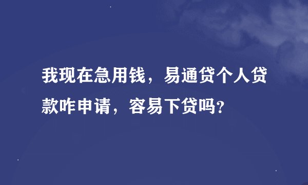 我现在急用钱，易通贷个人贷款咋申请，容易下贷吗？