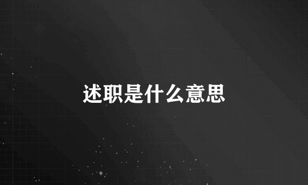 述职是什么意思