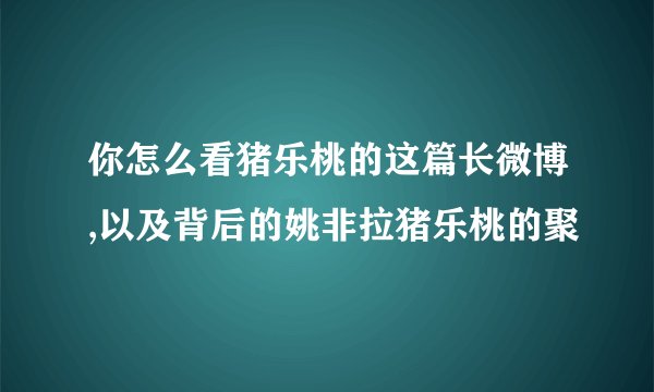 你怎么看猪乐桃的这篇长微博,以及背后的姚非拉猪乐桃的聚