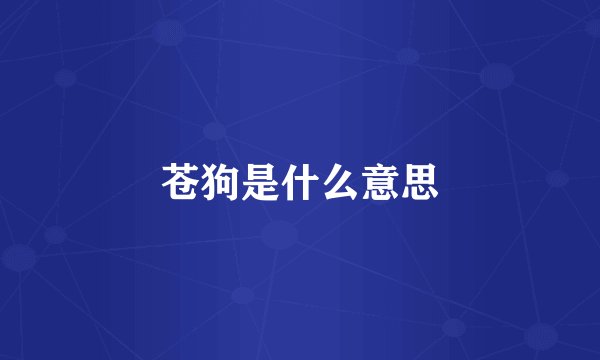 苍狗是什么意思