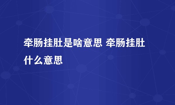牵肠挂肚是啥意思 牵肠挂肚什么意思