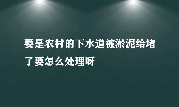 要是农村的下水道被淤泥给堵了要怎么处理呀