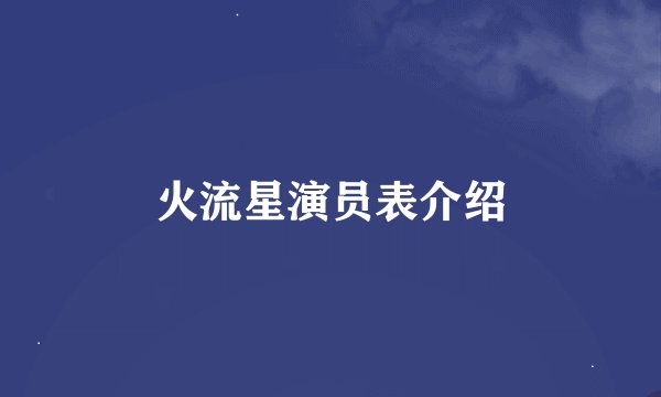 火流星演员表介绍