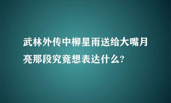 武林外传中柳星雨送给大嘴月亮那段究竟想表达什么?