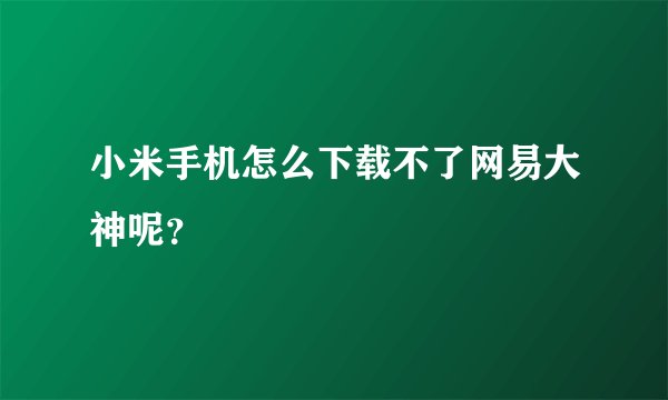小米手机怎么下载不了网易大神呢?