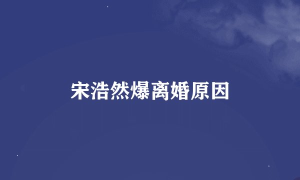 宋浩然爆离婚原因