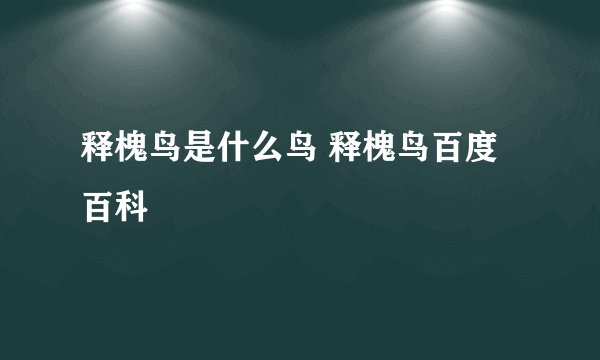 释槐鸟是什么鸟 释槐鸟百度百科