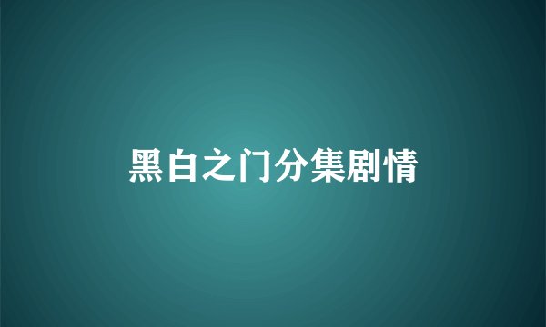 黑白之门分集剧情