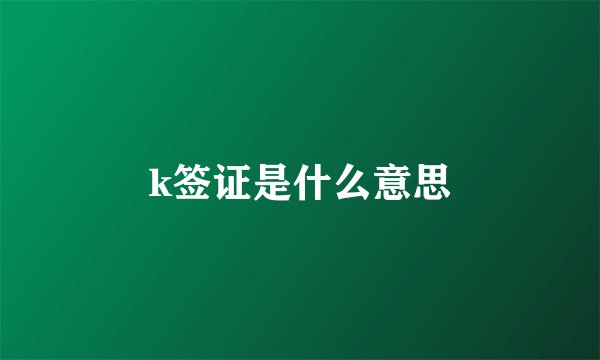 k签证是什么意思