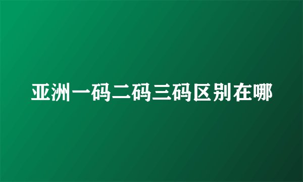 亚洲一码二码三码区别在哪