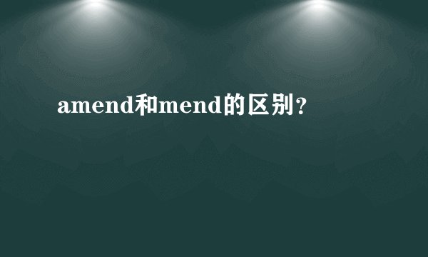 amend和mend的区别？