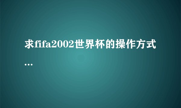 求fifa2002世界杯的操作方式...