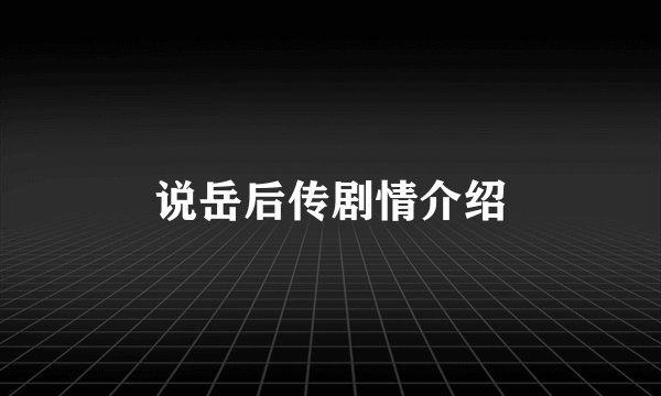 说岳后传剧情介绍