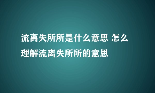 流离失所所是什么意思 怎么理解流离失所所的意思