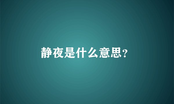 静夜是什么意思?