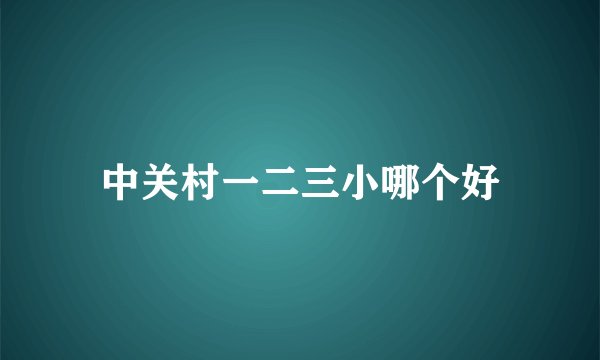 中关村一二三小哪个好