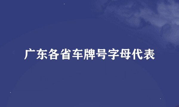 广东各省车牌号字母代表