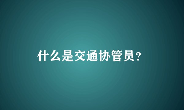 什么是交通协管员？