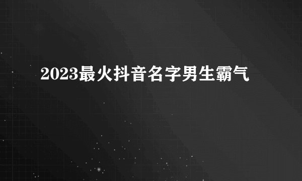 2023最火抖音名字男生霸气