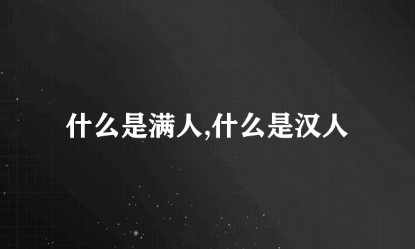 什么是满人,什么是汉人