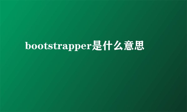 bootstrapper是什么意思