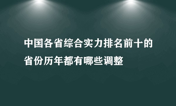 中国各省综合实力排名前十的省份历年都有哪些调整