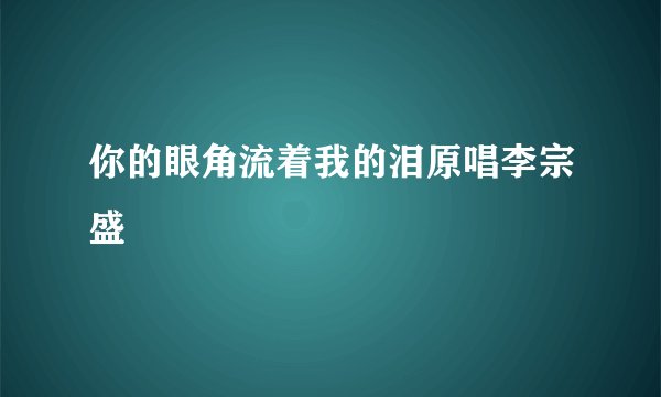 你的眼角流着我的泪原唱李宗盛