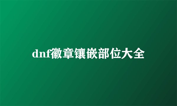 dnf徽章镶嵌部位大全