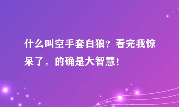 什么叫空手套白狼？看完我惊呆了，的确是大智慧！