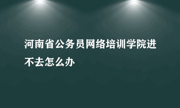 河南省公务员网络培训学院进不去怎么办