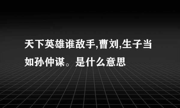 天下英雄谁敌手,曹刘,生子当如孙仲谋。是什么意思
