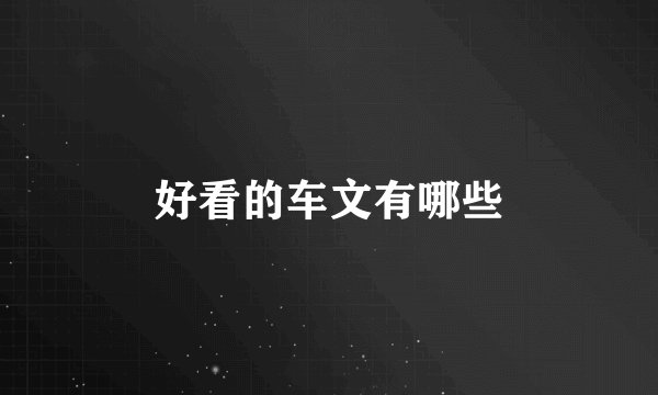 好看的车文有哪些