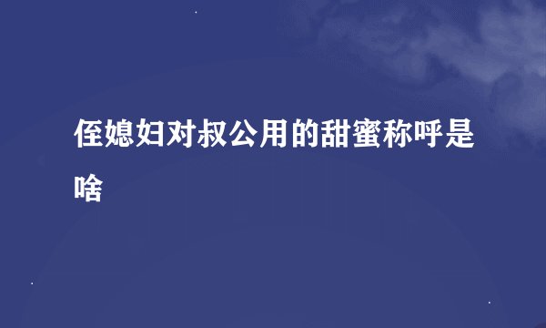 侄媳妇对叔公用的甜蜜称呼是啥