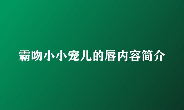 霸吻小小宠儿的唇内容简介