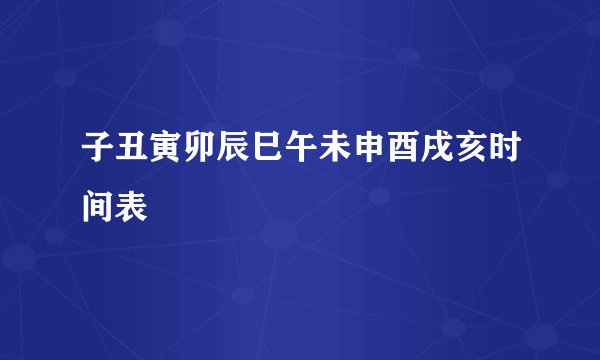 子丑寅卯辰巳午未申酉戌亥时间表