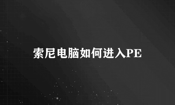 索尼电脑如何进入PE