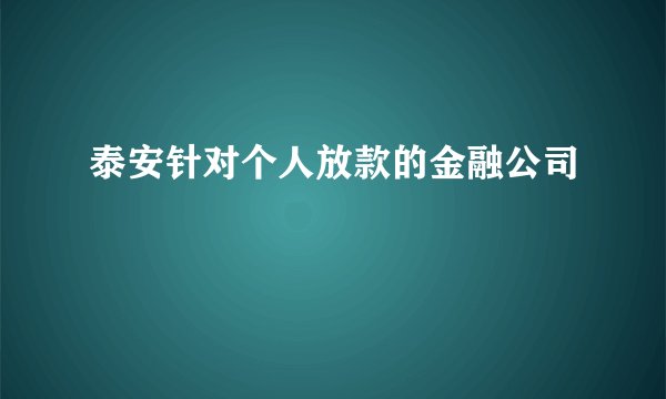 泰安针对个人放款的金融公司