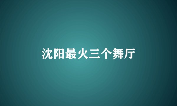 沈阳最火三个舞厅