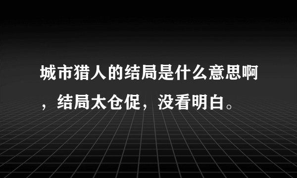 城市猎人的结局是什么意思啊，结局太仓促，没看明白。