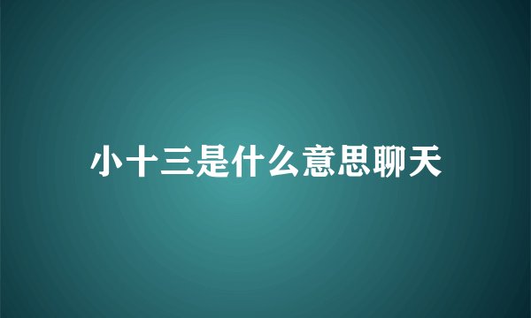 小十三是什么意思聊天